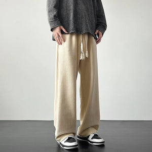 Winter Thickened Pants Men Warm Oversized Wide Leg Pants Men Streetwear Loose Straight Pants Mens Black Beige Thick Trousers - ilooove