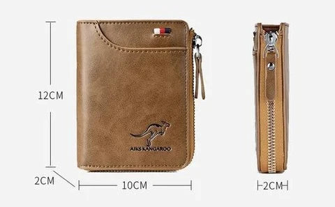 Carteira Masculina de Couro com Ziper - Kangaroo