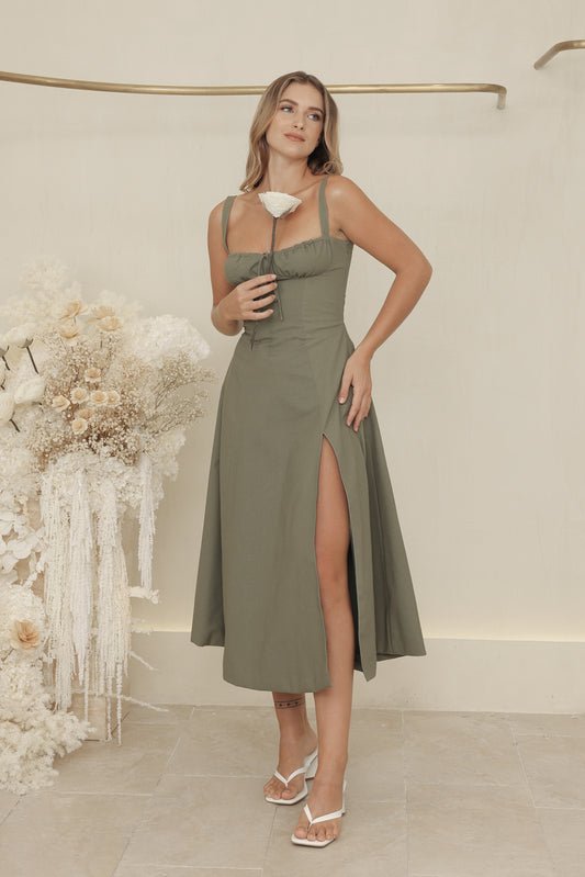 Strappy Corset Flowy Midi Dress With Pocket  Flowy midi dress, Midi dress,  Fashion outfits