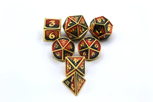 Behemoth Dice Set - Gold w/ Red and Black, Solid Metal - Guildhall Games