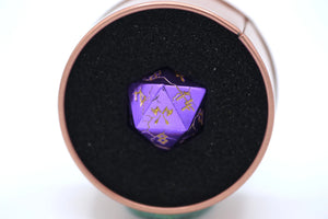 Barbarian d20 Dice - Purple Chrome with Gold - Guildhall Games - Chrome Dice