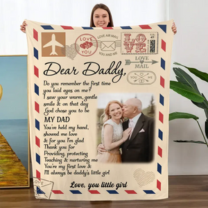 Dear Daddy Letter Blanket From Daughter, Father’s Day Gift From Daughter, Personalised Photo Presents For Dad - Lucky Locates