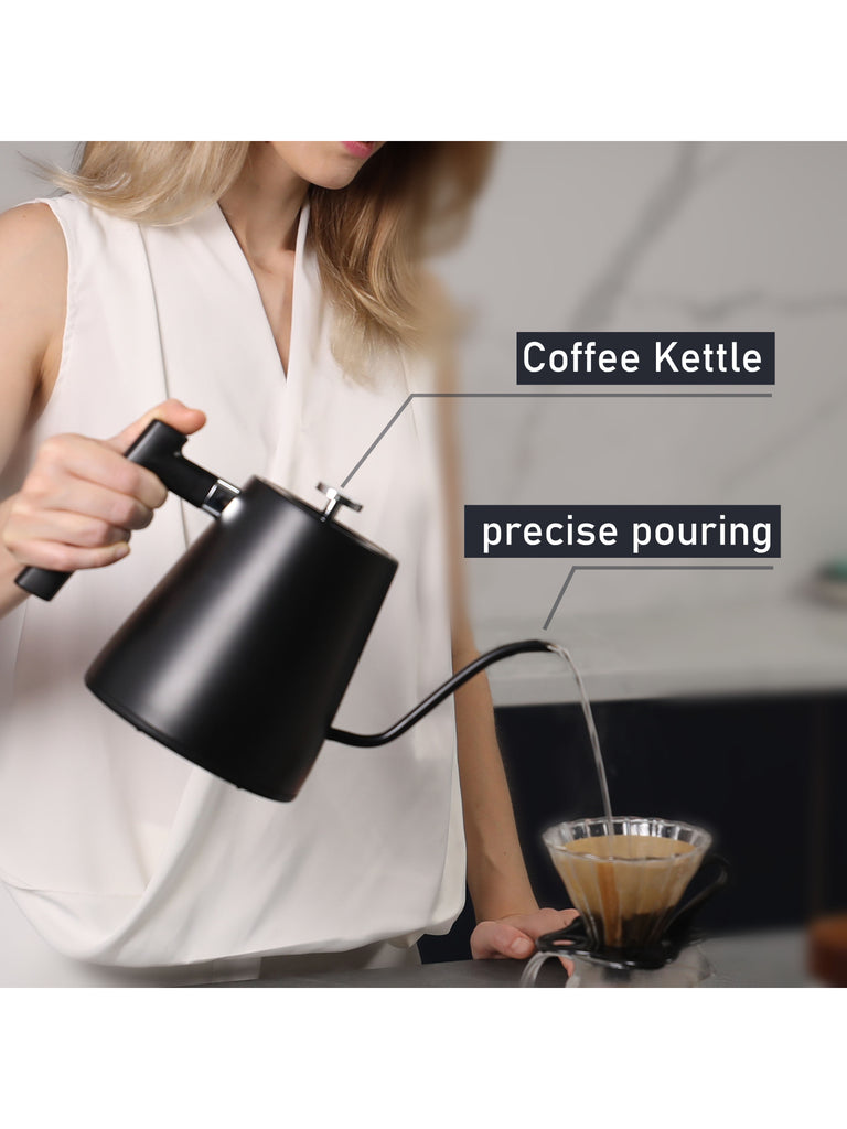 Willsence Gooseneck Kettle Temperature Control, Pour Over Electric Kettle  for Coffee and Tea, 100% Stainless Steel Inner, 1200W Rapid Heating, Black  