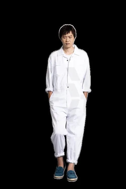 Front view of plus size coverall