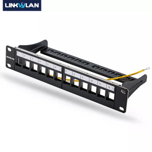 12ports blank patch panel - suitable for cat.5e/cat.6 keystone modules - 10" Inch Rack Mount Incl. Cable Management Support Bar - Baynon Technologies