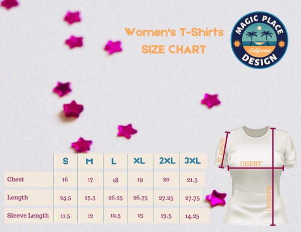 100% cotton women's t-shirts size chart magic place design