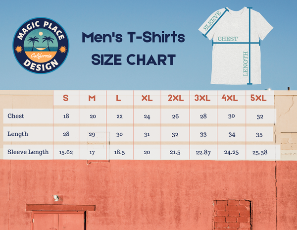 100% cotton men's t-shirts size chart magic place design