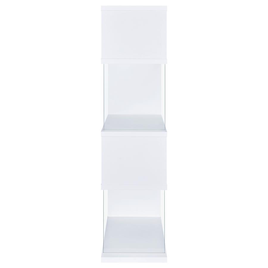 Emelle's Stylish 4-Shelf Glass Panel Bookshelf for Your Book Collection