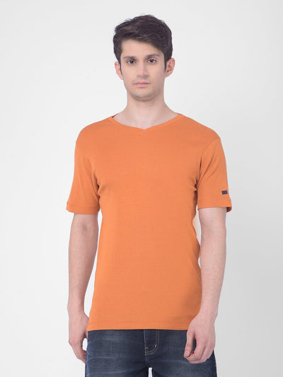 Orange Men's Half Sleeve Slim Fit T-Shirt