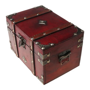 Retro Treasure Chest with Lock Vintage Wooden Storage Box Antique Style Jewelry - todayshealthandwellnessshop