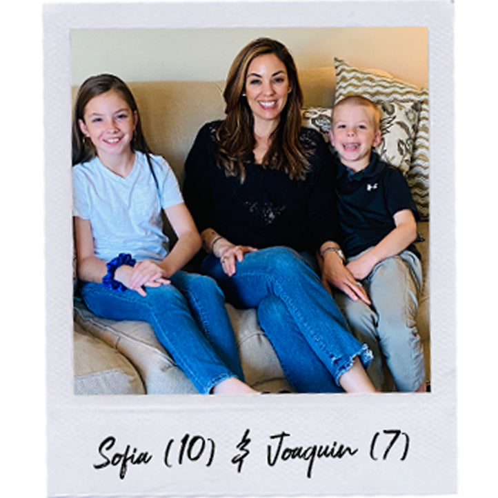 Birdies co-founder Bianca at home with her kids Sofia and Joaquin 