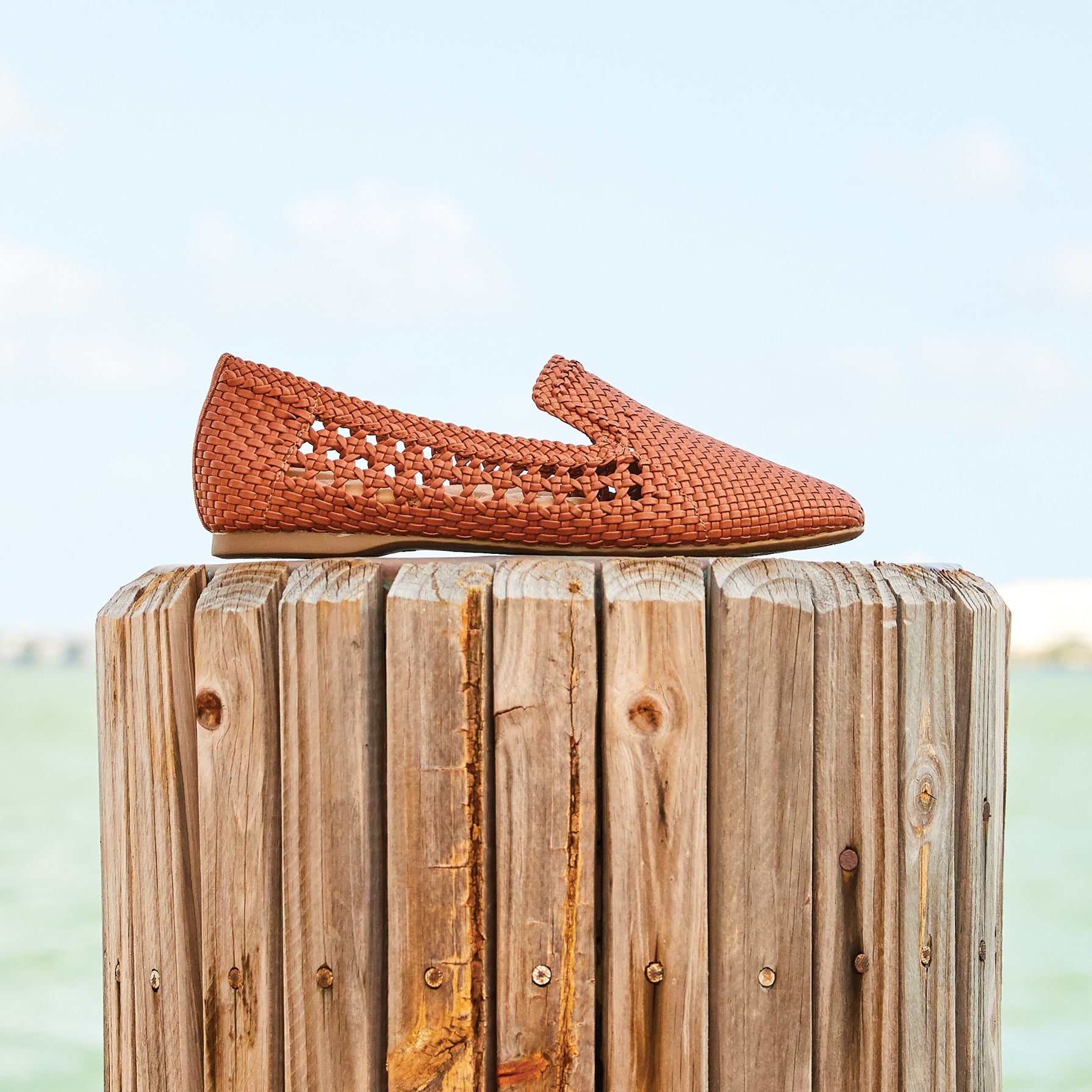 women's woven leather flats