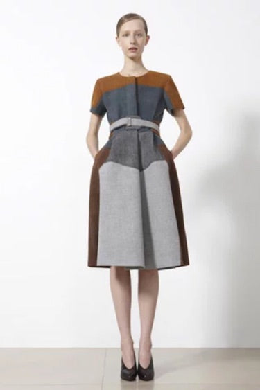 Jil Sander runway image of color-block dress