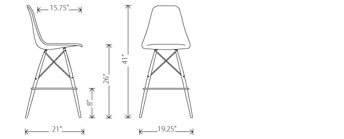 Eames Eiffel DSW Counter Stool Replica - ABS Seat Solid Oak Base ...