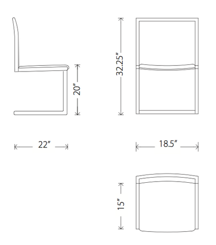 Dimensions of Temple dining chair