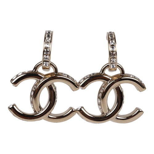 Chanel Gold Crystal CC Hoop Earrings – Madison Avenue Couture