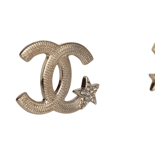 Chanel CC Gold and Crystal Huggie Earrings