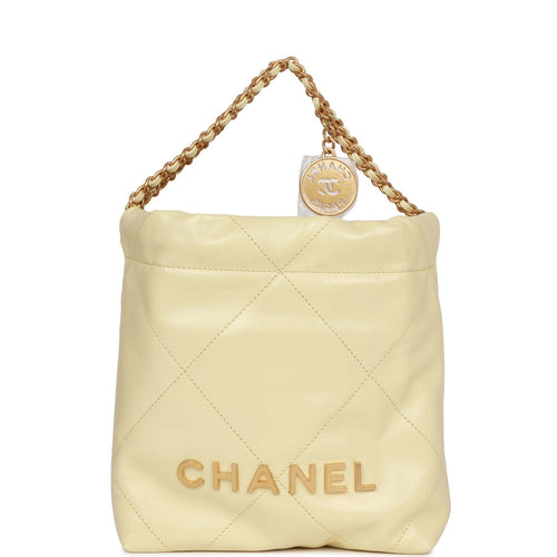 Chanel 22 mini hobo bag gold-tan calfskin