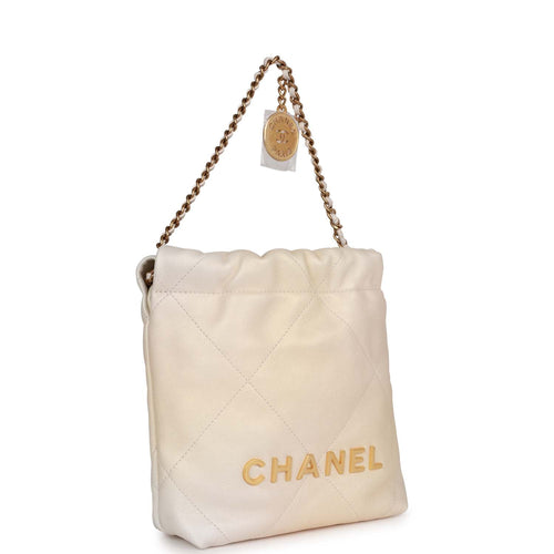 Chanel 22 Mini Bag White Crumpled Calfskin