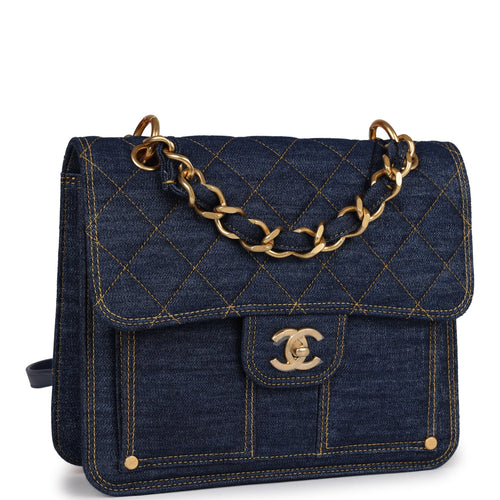 Chanel Square Flap Blue Denim Antique Gold Hardware – Madison Avenue Couture
