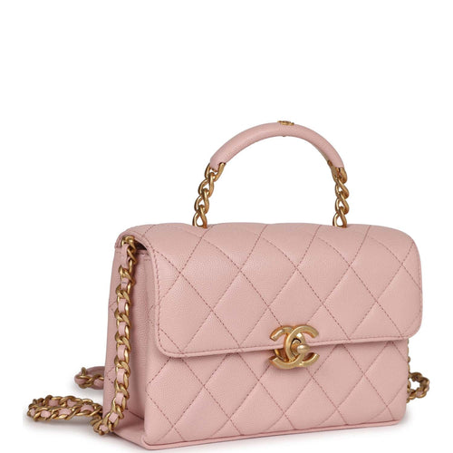 Chanel Small Coco Handle Flap Bag Pink Iridescent Caviar Silver