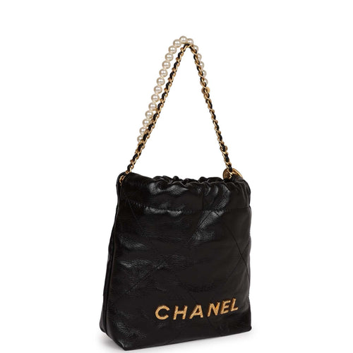 Chanel Mini 22 Bag Black Calfskin Gold Hardware