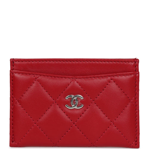 Classic card holder - Lambskin & silver-tone metal, blue — Fashion | CHANEL