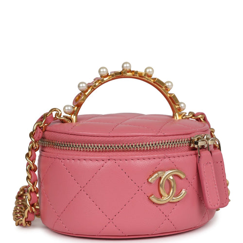 Chanel Small Top Handle Vanity Case Pink Quilted Caviar Gold Hardware –  Madison Avenue Couture