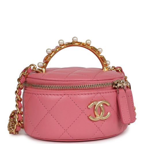 CHANEL Caviar Quilted Small Vanity Case With Chain Pink 1165163
