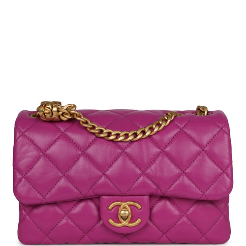 Chanel Purple Quilted Lambskin Square Mini Flap Pearl Crush Aged