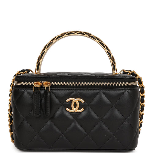 CHANEL Caviar Quilted Small Vanity Case With Chain Black 1268560