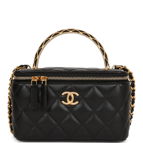 Chanel Pink Quilted Lambskin Top Handle Mini Vanity Case Chain Bag