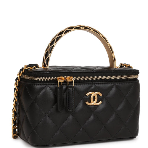 Brand New CHANEL Caviar Quilted Vanity Case Black Mini –