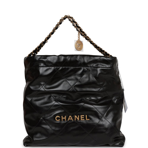 Chanel Small 22 Bag Black Lambskin Antique Gold Hardware – Madison Avenue  Couture