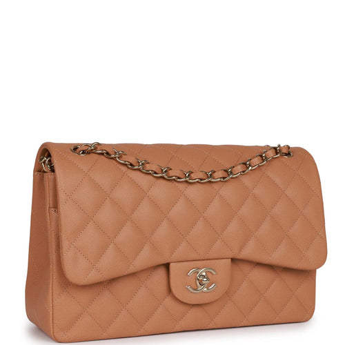 Chanel Beige Quilted Caviar New Classic Double Flap Jumbo Q6BAQP0FI4032