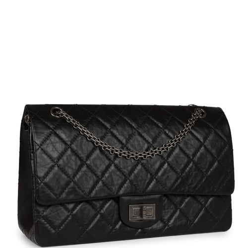 CHANEL Aged Calfskin Quilted Lucky Charms 2.55 Reissue Wallet On Chain WOC  Black 951823