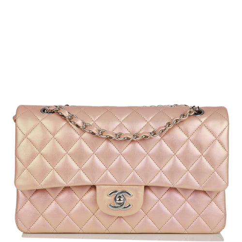 Chanel Blue Iridescent Quilted Lambskin Medium Classic Double Flap