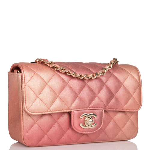 Chanel Mini Flap Top Handle Pink Ombre Lambskin Antique Gold