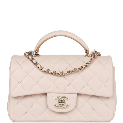 chanel small bag with top handle leather