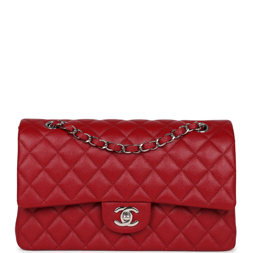Chanel Red/White Striped Patent Leather Classic Mini Flap Bag