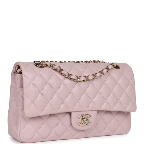 Authentic Chanel Classic Medium Light Pink Caviar Double Flap SHW