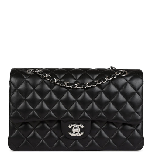 Chanel Medium Classic Double Flap Bag Metallic Grey Lambskin Silver Ha – Madison  Avenue Couture