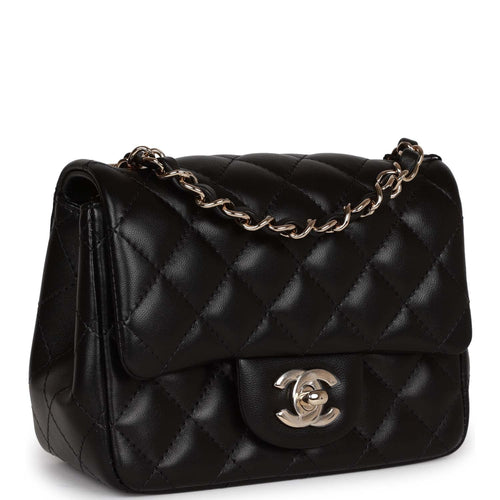 Chanel Small Chevron Classic Double Flap Black Calfskin Silver Hardware Black Madison Avenue Couture