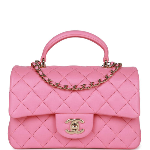 Chanel Dark Pink Quilted Lambskin Rectangular Mini Flap Bag Top Handle  Light Gold Hardware – Madison Avenue Couture