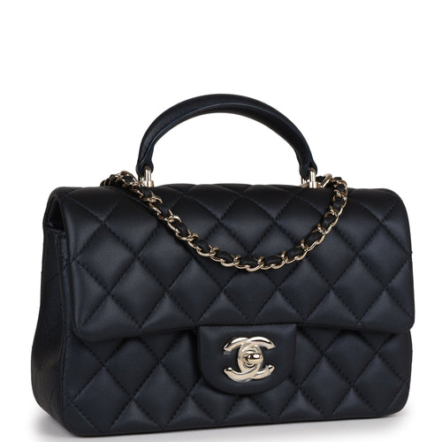 Chanel Black Quilted Lambskin Rectangular Mini Flap Bag Top Handle –  Madison Avenue Couture