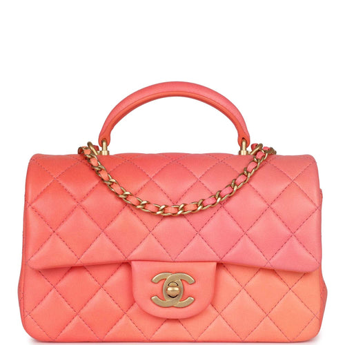 Chanel Flap Bag with Chunky Chain Strap Mini 22S Lambskin Coral