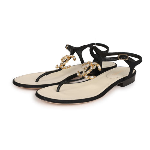 Chanel Rope Sandals White Lambskin Gold Hardware 41 EU