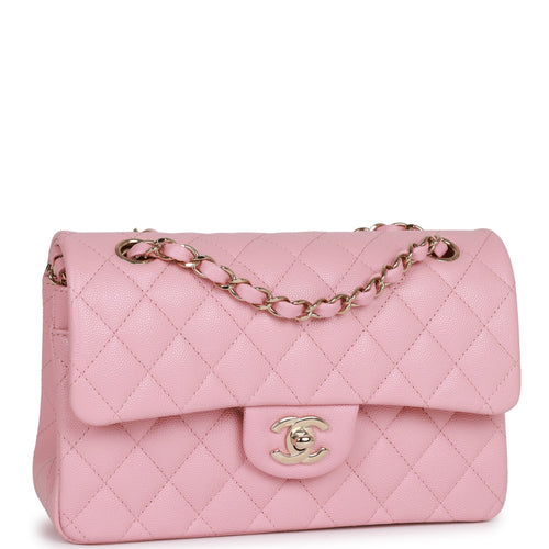 Pink Quilted Canvas Coco Classic Double Flap Medium