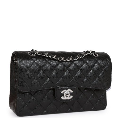 Chanel Ecru Chevron Calfskin Small Classic Double Flap Silver Hardware –  Madison Avenue Couture