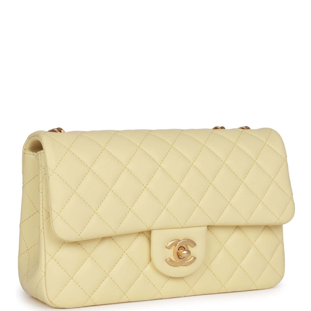 Chanel Camellia Crush Medium Flap Yellow Lambskin Antique Gold Hardwar – Madison Couture